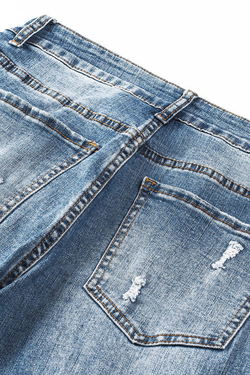 Sky Blue Valentine'S Day Heart Patchwork Jeans